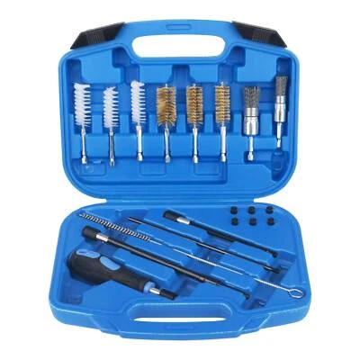 19PCS Universal Injector Seat Brush Cleaner Cleaning Tool Kit For Diesel Engines