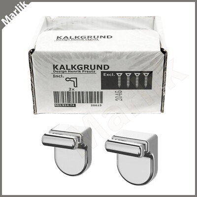 2-Pack, IKEA KALKGRUND Chrome Plated Bathroom Hangers Hook, Hidden Screw, NEW
