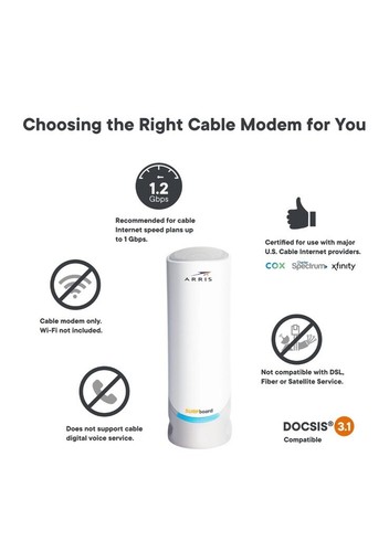 ARRIS S33 Surfboard DOCSIS 3.1 Multi-Gigabit Cable Modem - Photo 7/10