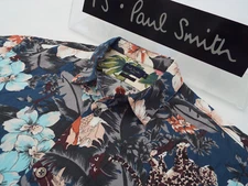 PAUL SMITH Mens Shirt 🌍 Size S (CHEST 40") 🌎 RRP £95+📮 FLORAL LEOPARD PRINT 