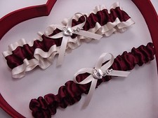 NEW Beautiful Bridal Burgundy Ivory Wedding Prom Garters GetTheGoodStuff A  