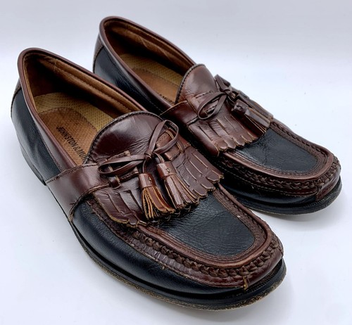 Johnston & Murphy Mens Brown & Black Tassel Loafer Shoe sz 9 1/2 (S1077)