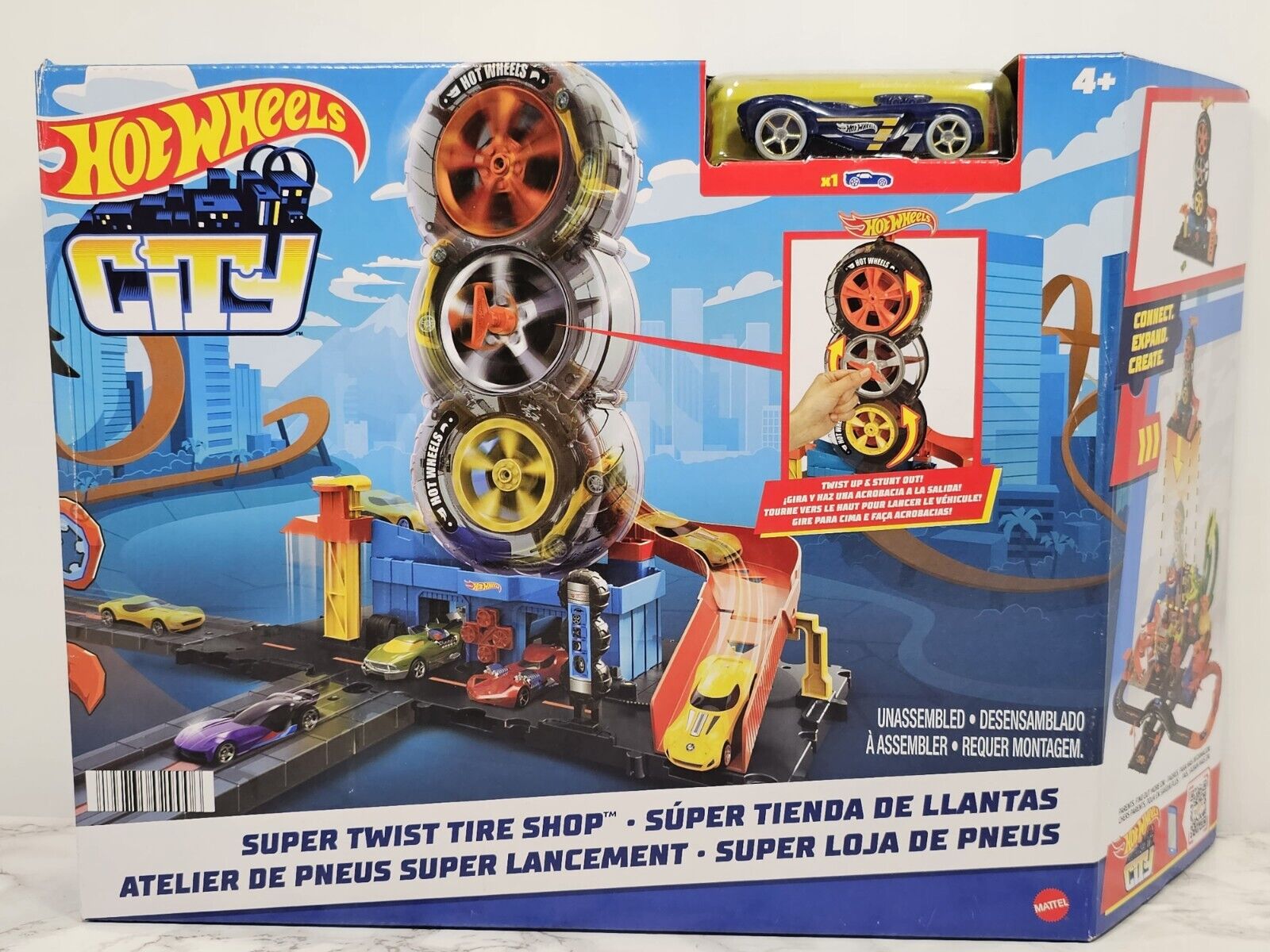 Hot Wheels City Super Twist Tire Shop Playset, Spin the Key to Make Cars  Travel Through the Tires, Includes 1 Hot Wheels Car, Gift for Kids 4 to 8