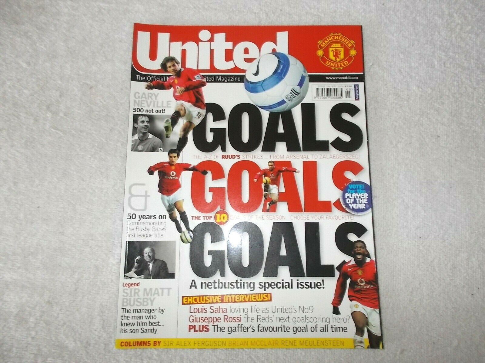Manchester United Magazine Issue #166 May 2006 Gary Neville Sir Matt Busby Saha