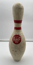Vintage AMF Bowling Pin, Blue Ribbon, ABC Approved - Wood - Perma Base.