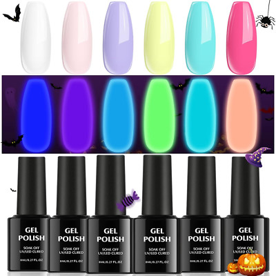 TOMICCA Night Glow Gel Nagellack Set, 6*8Ml Leuchtende UV Nagellacke Set, Homest