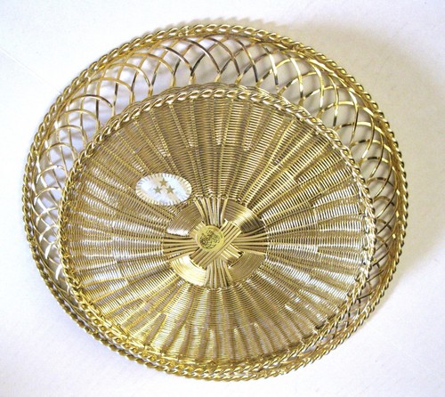Gatco Wire Woven Brass Metal Decorative 11 inch Tray Centerpiece Storage Piece - Picture 8 of 16