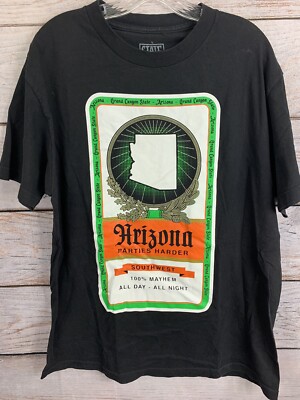 State of Mind Black T-Shirt ARIZONA 100% Cotton S/S Crew Neck EUC Men's Large