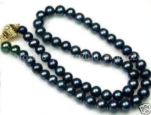 Fashion Natural 7-8mm Black Akoya Cultured Pearl Necklace 18" PN1540 - Picture 3 of 6