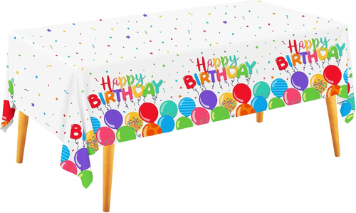 Birthday Disposable Tablecloth, Plastic Table Cover for Kid’S Birthday Party, 54