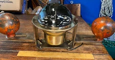 Vintage Polished Brass Ritchie 5 in. Globemaster Steel boat Compass Model YB500