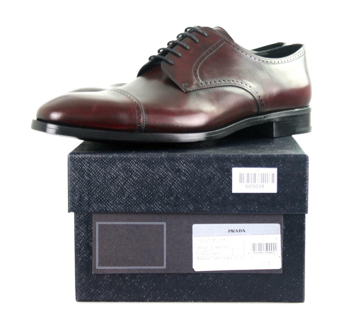 PRADA Elegant Cap Toe Dress Shoes - 2EB125 - Burgundy - NEW 