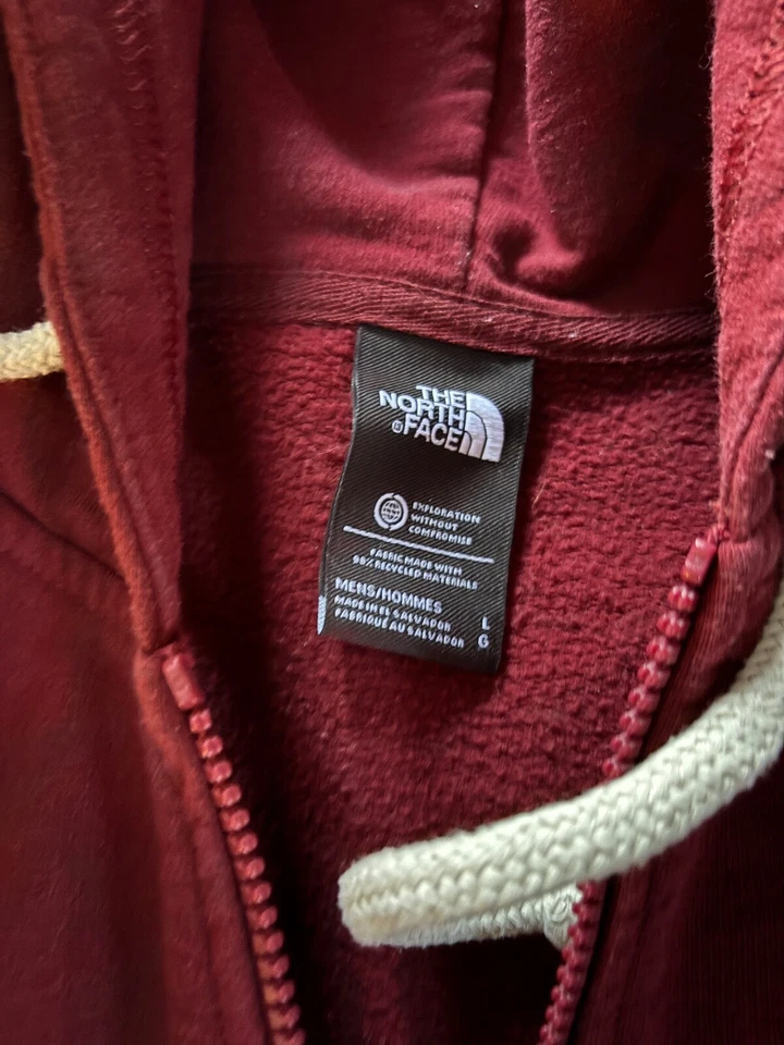 THE NORTH FACE Heritage Patch Full-Zip Heavy Hoodie - Maroon Red Mens Size LARGE Foto 2 de 2