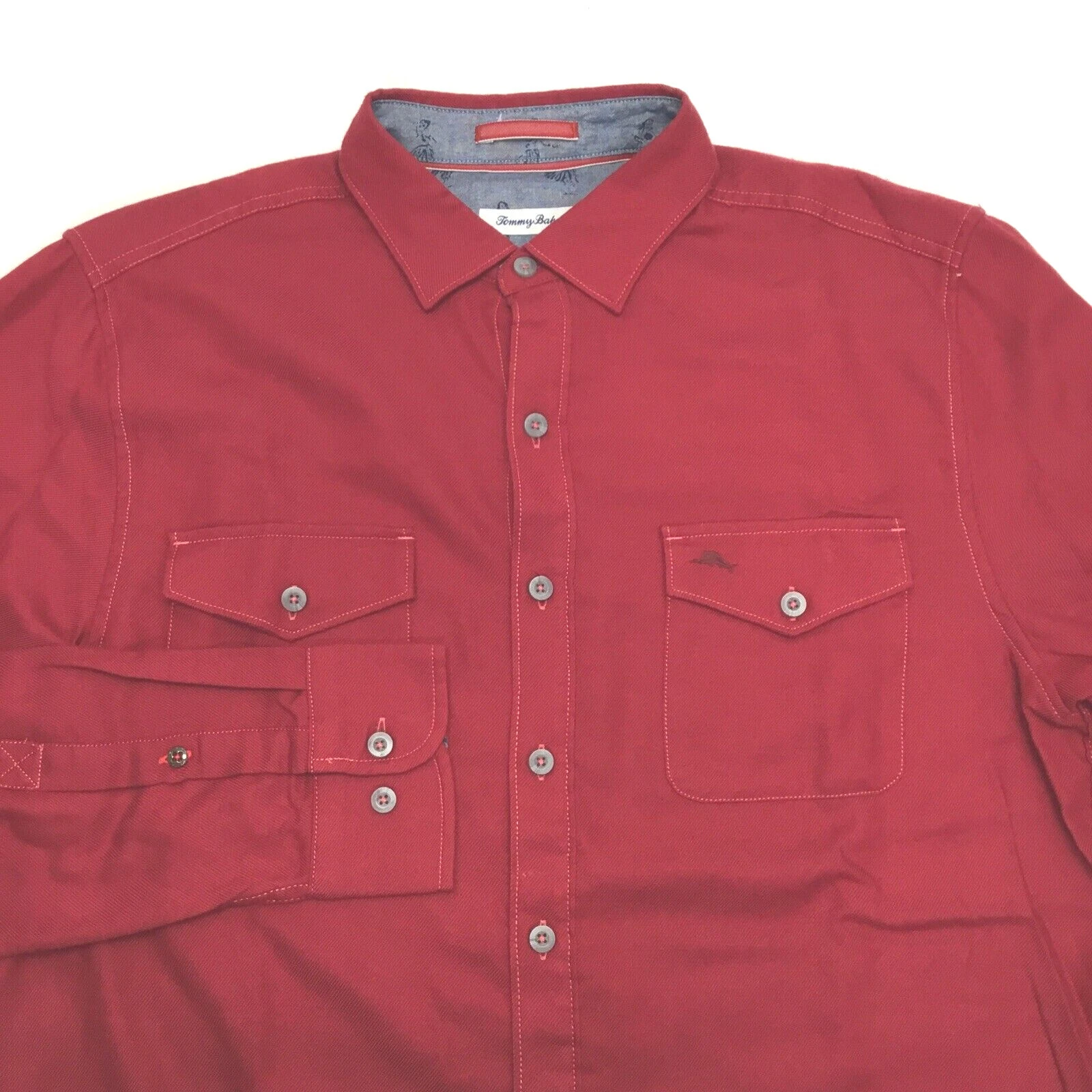 Tommy Bahama Men's, Mesa Beach Flannel Shirt, Ruby, M