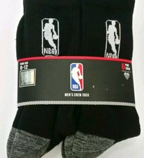 NBA Logoman Long Crew Men's Basketball Socks Black Gray White (Sizes 6-12) 6prs