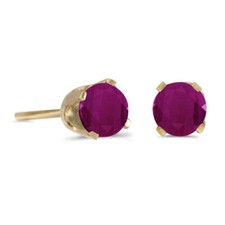 14k Yellow Gold 4mm Round Ruby Stud Earrings
