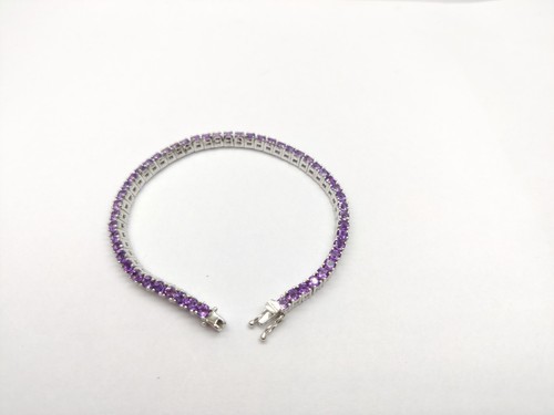 Natural Moissanite, Peridot & Amethyst, Tennis Bracelet, Fine Silver Jewellery. - Picture 10 of 34