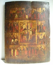 Twelve Old Holidays 19th Century Russian Icon Russian Icon 12 Holydays