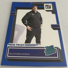 2022 Donruss Football Tyler Linderbaum Baltimore Ravens Press Proof Blue Rookie