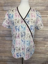 Disney Small Tinkerbell Scrub Top Peter Pan Nursing Colorful Cotton Top Medical