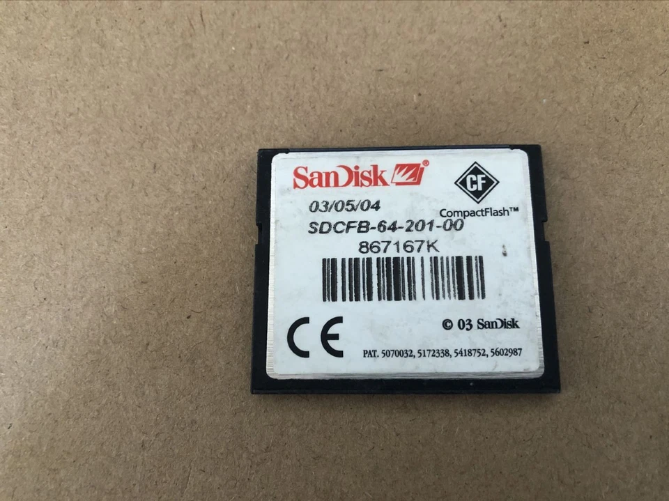 64MB  Sandisk  Standard Grade Compact Flash Card  64MB CF Memory card  SDCFB - Image 2 of 2