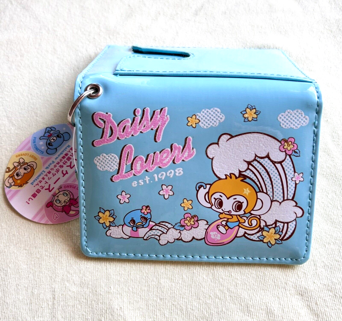 Daisy Lovers japan Tote Bag & Card Holder Blue White Rukki Daisy Lovers japan Tote Bag & Card Holder Blue White Rukki