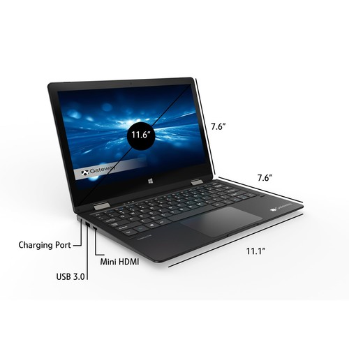 NEW Gateway 2-in-1 11.6 TOUCHSCREEN Intel Celeron N4020 64GB SSD 4GB RAM W10 - Picture 4 of 4