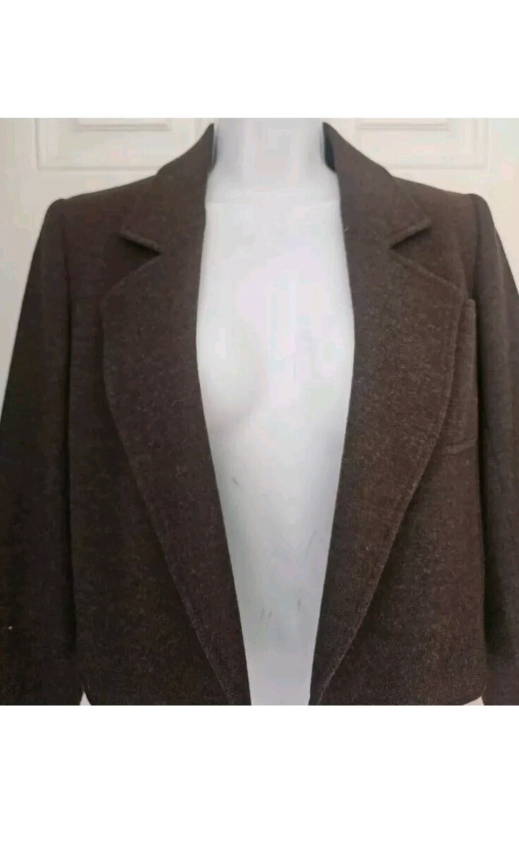 Giacca lana Saint Laurent Rive Gauche cioccolato erica marrone 36 taglia 8 blazer