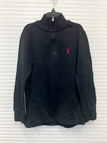 Polo Ralph Lauren 1/4 Zip Boys Red Pony Pullover Knit Sweater Black Size S (8) - Picture 2 of 11