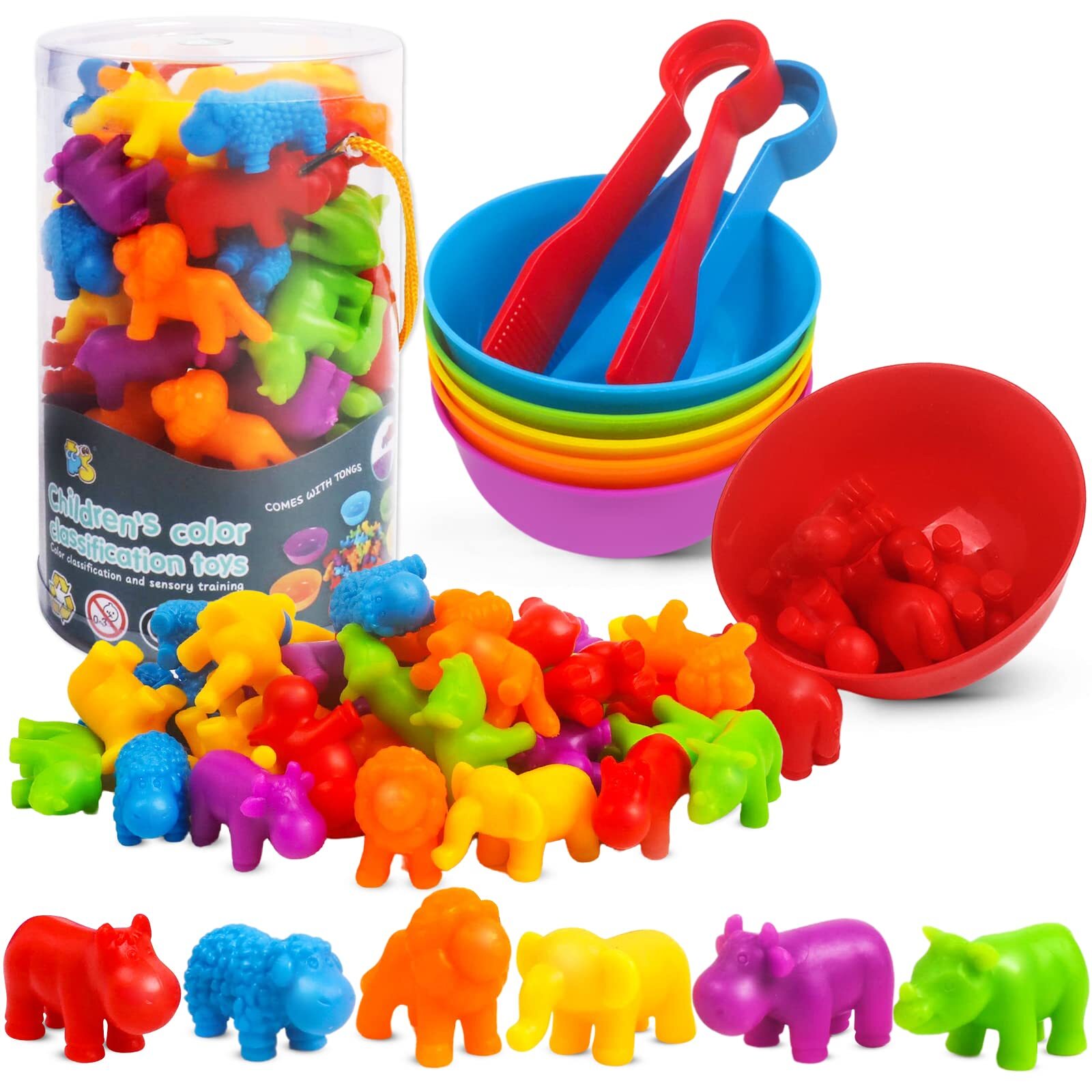 GKDOMS Counting Animals Toys Matching Game with Sorting Bowls Preschool Learn...