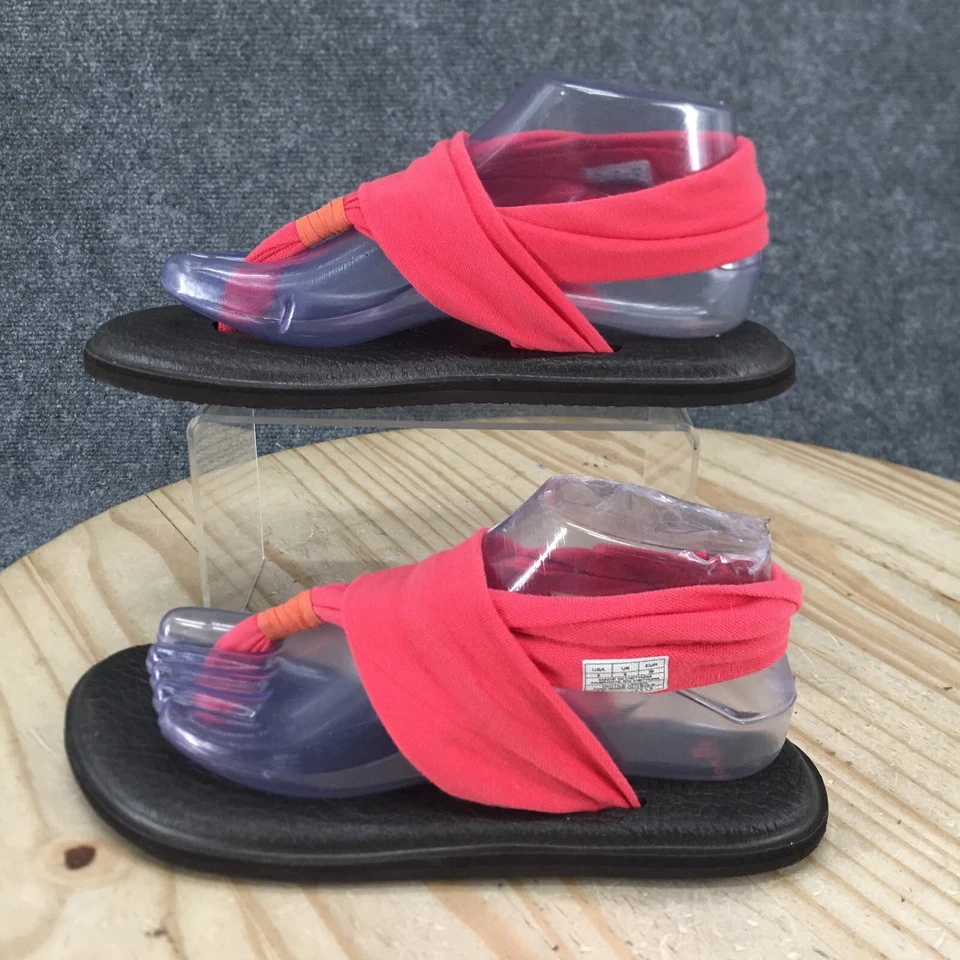 Sandalias Sanuk para mujer 8 eslinga de yoga 2 correas traseras cómodas planas tela rosa Foto 2 de 4