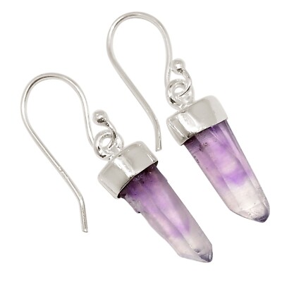 Natürliche Vera Cruz Amethyst Kristall 925 Silber Ohrringe Schmuck ALLE-19004