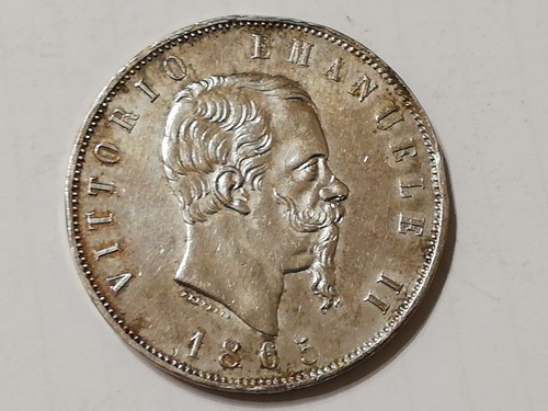 Regno d'Italia - Vittorio Emanuele II - 5 Lire 1865 Napoli RARA. - Foto 2 di 4