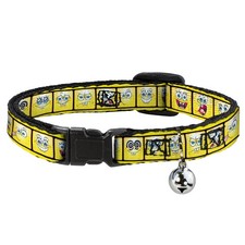 Cat Collar Breakaway with Bell SpongeBob 10-Expressions Filmstrip Yellows/Black/