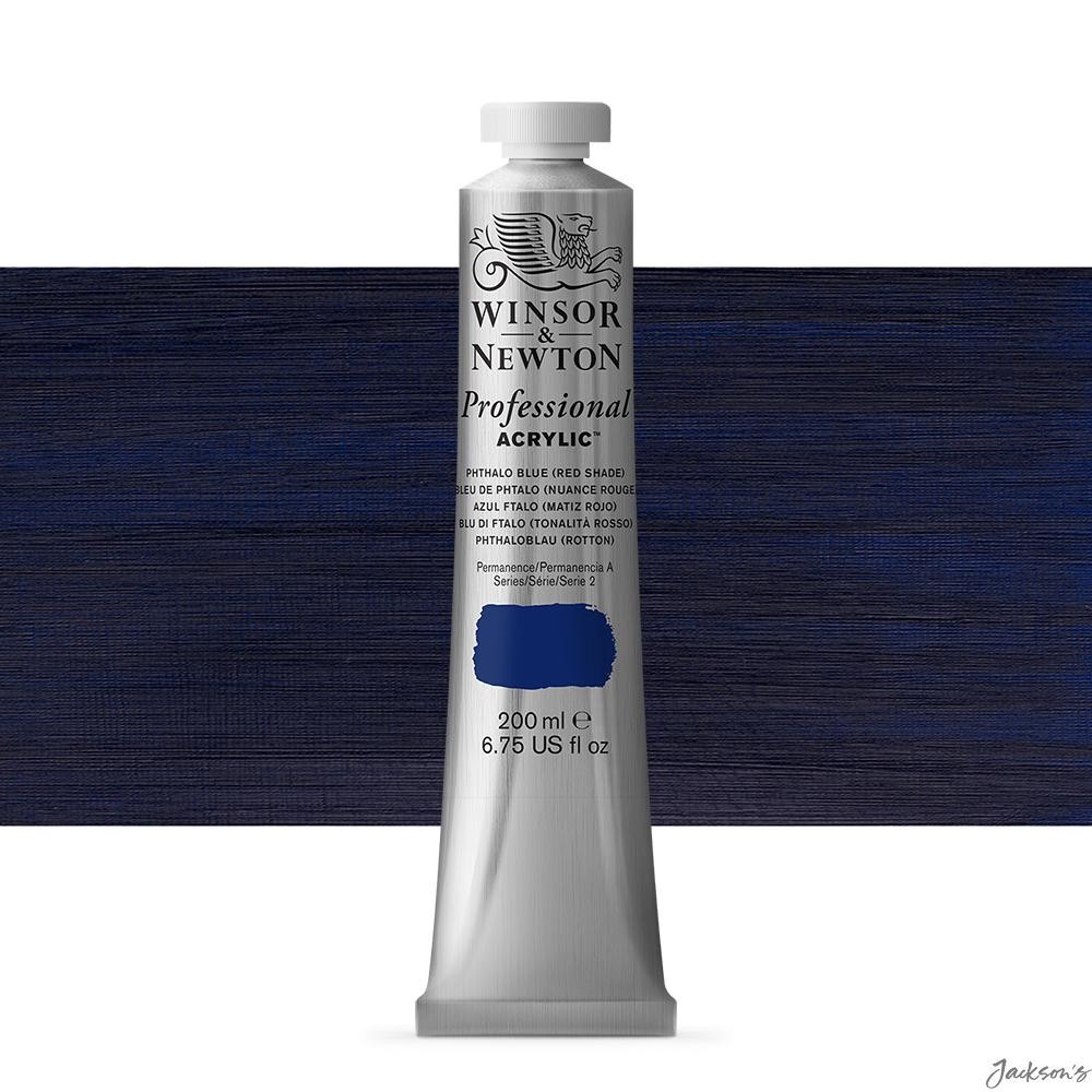 Winsor & Newton Professional Acrylic Paint 200ml Phthalo Blue Red Shade Artists