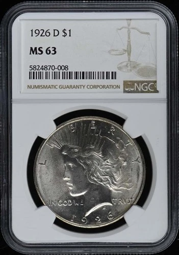 1926-D Peace Dollar S$1 NGC MS63