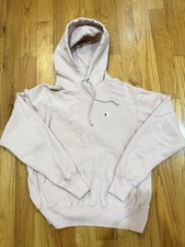 Champion Pink Reverse Weave Pullover Hoodie Size M Long Sleeve Logo Drawstring