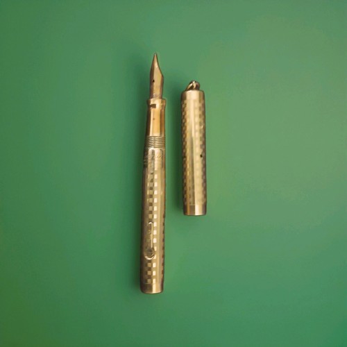 Antique No 3 CONKLIN 3.7”Fountain Pen Gold Overlay Crescent-Filler Monogr