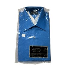 Vintage Sears Perma-Prest Long Sleeve Dress Shirt 15.5/33 Blue White Collar NOS