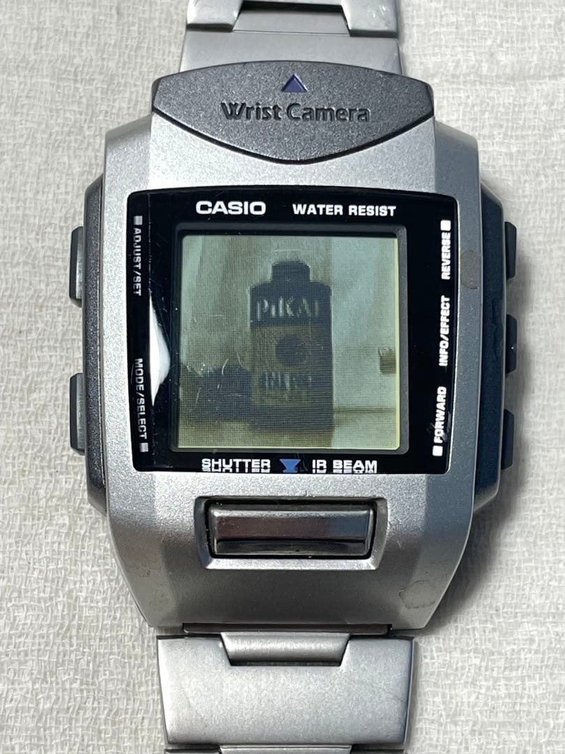 CASIO WQV-1 WRIST CAMERA men Quartz Silver Watch Japan - Rank B