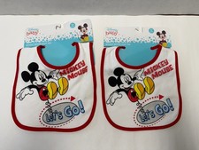 NEW DISNEY BABY MICKEY MOUSE - LET S GO BABY BIBS LOT OF 2 - WITH TAGS