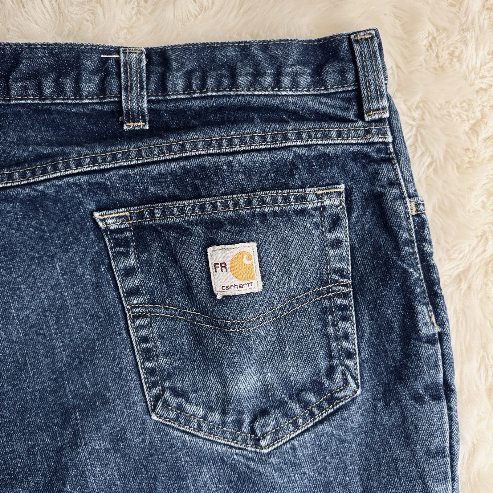 Carhartt FR Jeans Straight Cat 2 NFPA 2112 Mens 48x32 Measures 47x30 Blue Cotton thumbnail 7