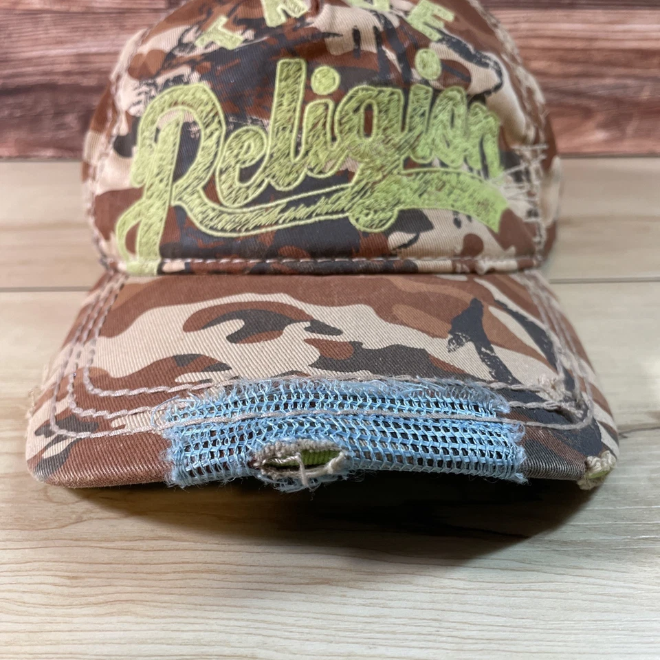 True Religion Distressed Camo Trucker Hat, Rare Style - Image 4 of 4