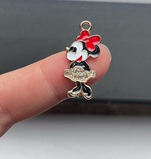 40Pcs cartoon minnie zircon Charm bracelet necklace Pendants DIY Jewelry Makings
