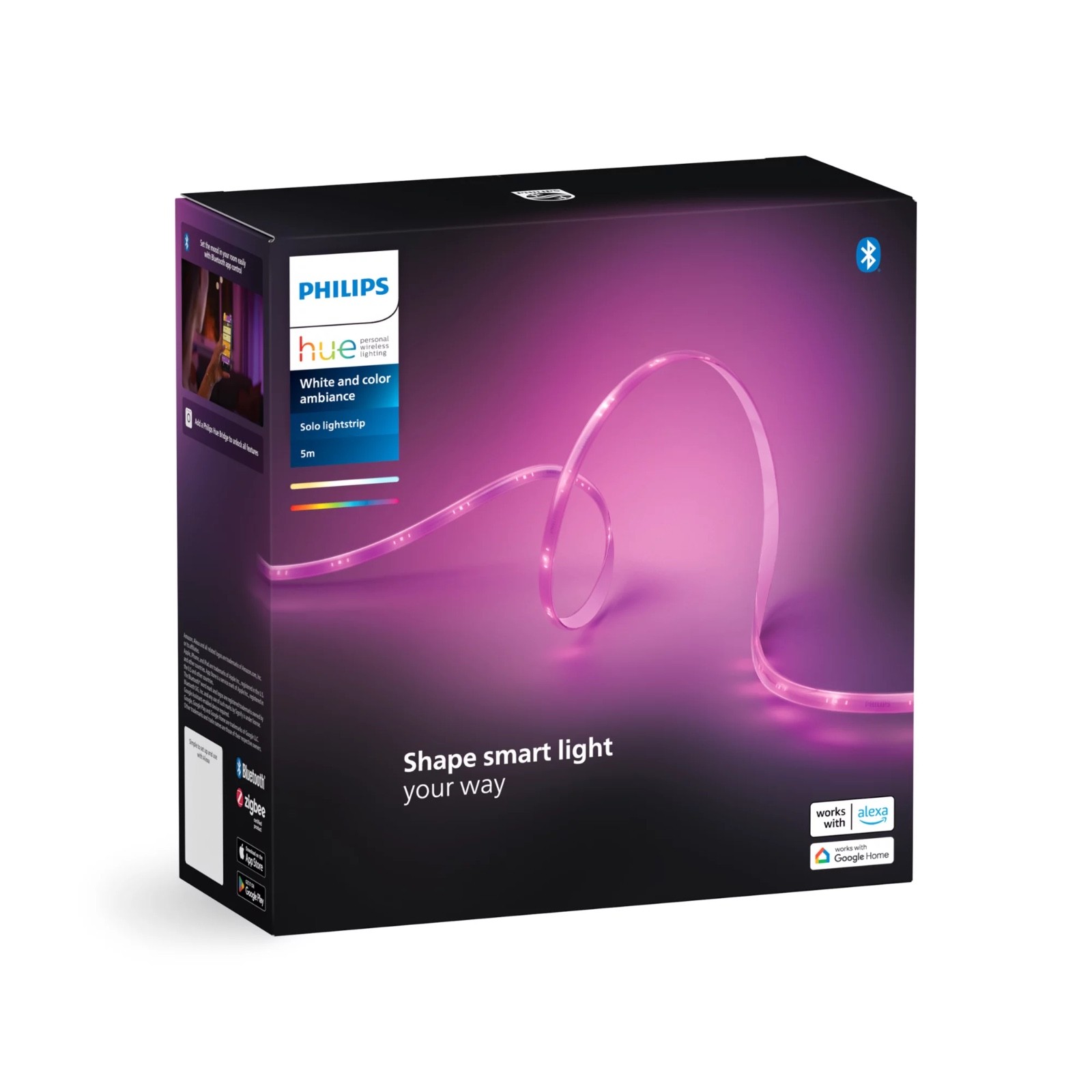 Philips Hue Lightstrip Solo 5m LED Streifen Basis Set RGBWW Bluetooth Netzteil N - Bild 10