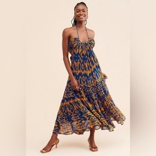 Anthropologie X Verb by Pallavi Singhee Cut-Out Maxi Romantic Halter Dress XS
