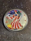 Colorized 2001 American Silver Eagle  One Oz  Fine Silver .999    Lot #590