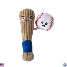Plush Dog Toy with Rope, Batter Up Design, Pet Shop Collection, Soft & Fun