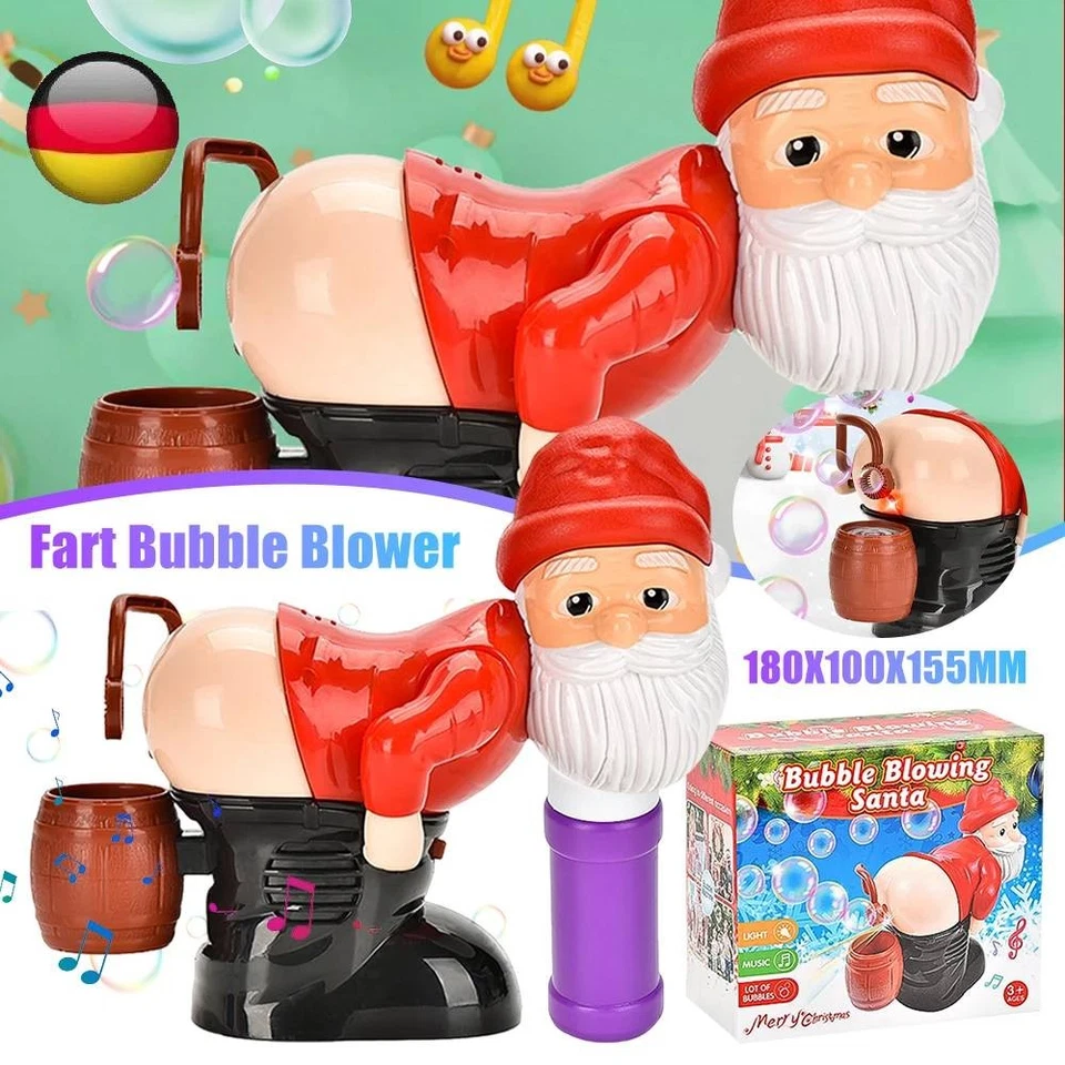 Christmas Santa Claus Fart Bubble Blower Funny Bubble Maker Gift for Boys Girls
