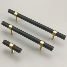 2 Pack Black Cabinet Pulls T Style Bar Handle 6.3 Inch Hole Centers